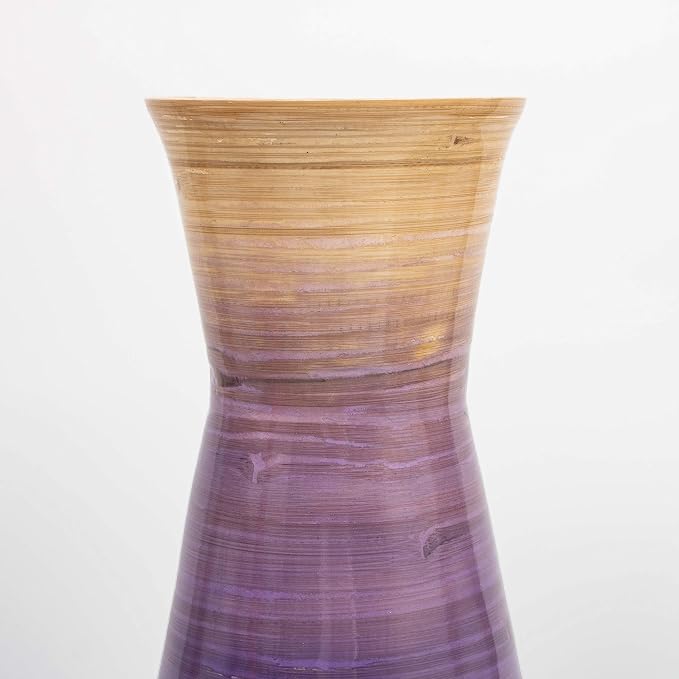 Uniquewise 28" Classic Bamboo Floor Vase Handmade, for Dining, Living Room, Entryway, Fill Up with Dried Branches Or Flowers, Glossy Purple - Image 6