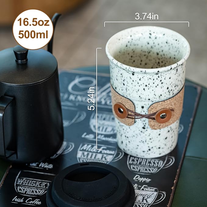 Ceramic Coffee Travel Mug Coffee Tumbler To Go Coffee Mug with Lids | Spill Proof Large Tea Cup, Latte Mugs, Reusable Camping Mugs, Microwave & Dishwasher Safe, Gifts for Coffee Lovers, 16.5 oz - Image 2