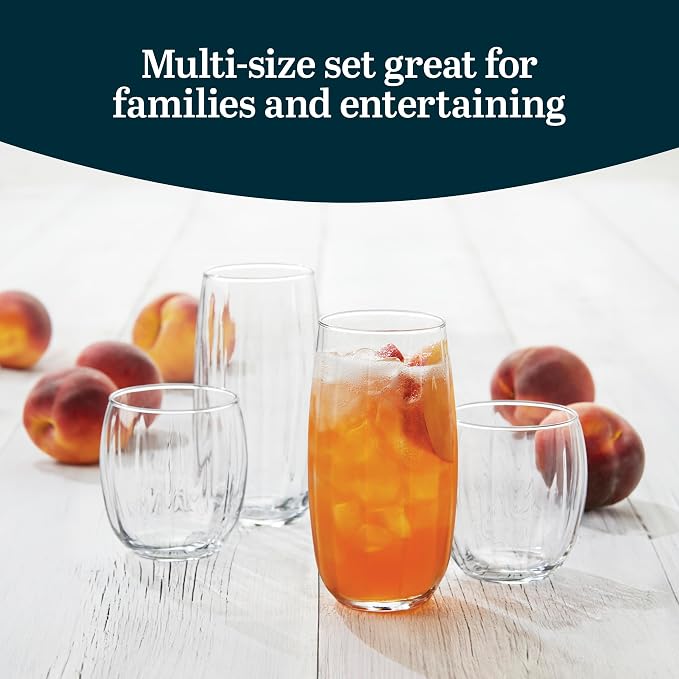 Libbey Samba Rocks and Tumbler Glass Cups Set of 16, All Purpose Everyday Drinking Glasses Set, Dishwasher Safe Modern Glassware Set for Events - Image 4