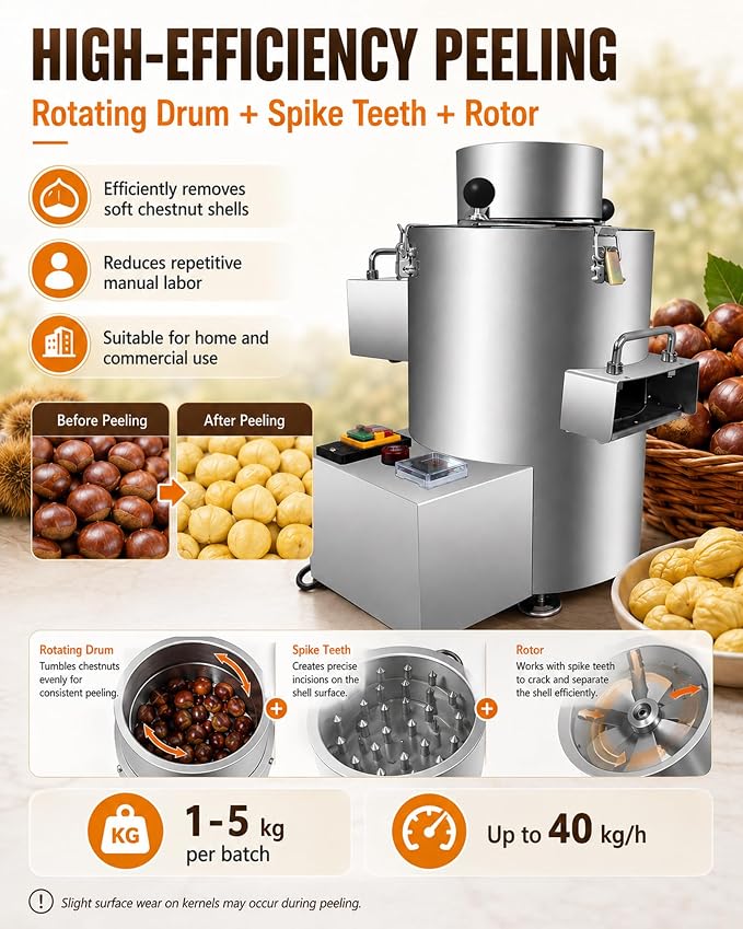 Automatic Chestnut Peeler - 5 Durable Alloy-Steel Blades for Efficient Nut Shelling - Easy-to-Use Kitchen Tool for Fast Chestnut Preparation - Perfect for Baking and Cooking - Image 7