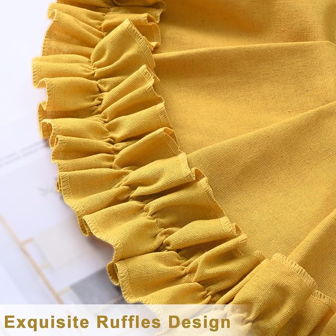 Likiyol Linen Valances for Windows Farmhouse Window Valances with Ruffle Rustic Country Light Filtering Kitchen Valance Curtains Rod Pocket Valance for Bathroom Cafe, Yellow, 52" W X 18" L - Image 6