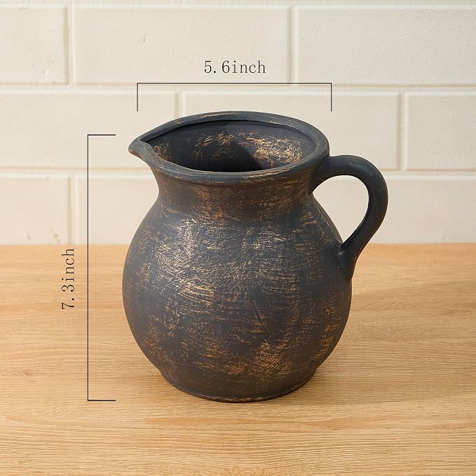 MIYUKI Rustic Kitchen Utensil Holder - 7.6 Inch Ceramic Utensil Crock for Countertop, Vintage Kitchen Counter Decor - Image 4