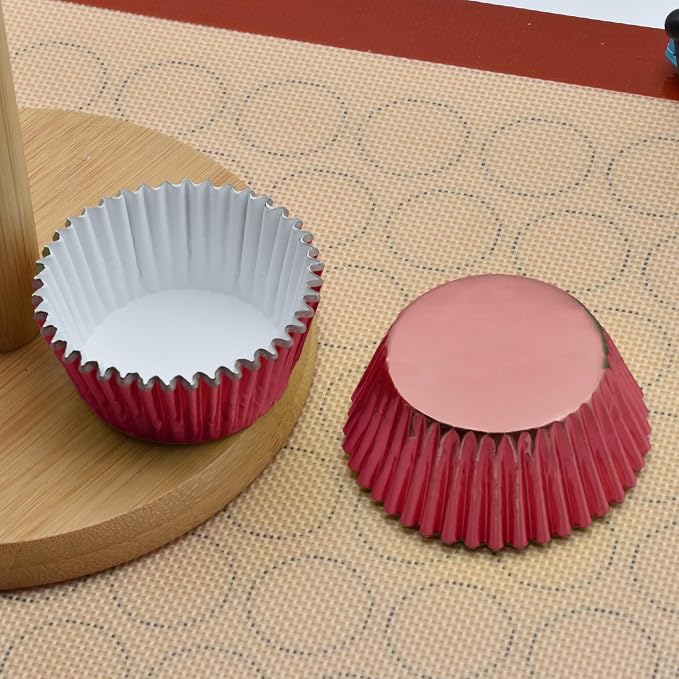 200 Pcs Red Foil Cupcake Liners Standard Baking Cups Muffin Paper Cases | Food-grade, Greaseproof & Sturdy Parchment, Cupcake Wrapper for Party, Christmas, Gift - Image 5