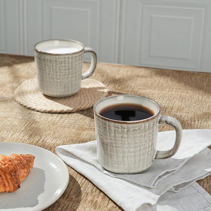famiware Moonlight Coffee Mug Set of 4, 14oz Mug Set with Linen Finish, Coffee Cup Set with Handle for Latte, Cappuccino, Tea, Hot Cocoa, Microwave and Dishwasher Safe, Summer Sand - Image 5