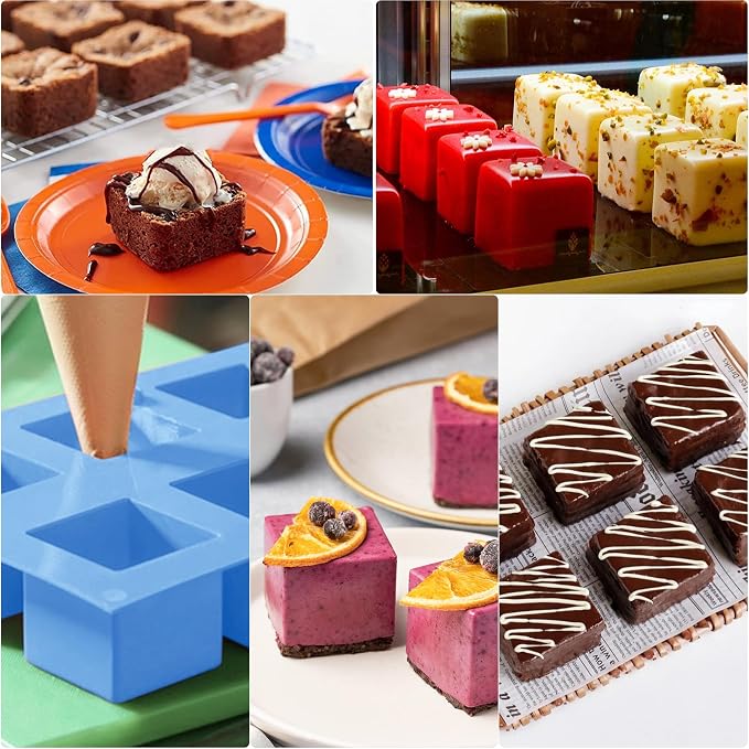 Sidosir 2Pcs 2inch Square Cube Silicone Mold for Mousse Cake, French Dessert Molds for Chocolate Brownie Bites, Brownie, Ice cream, Truffle, Jelly - Image 6