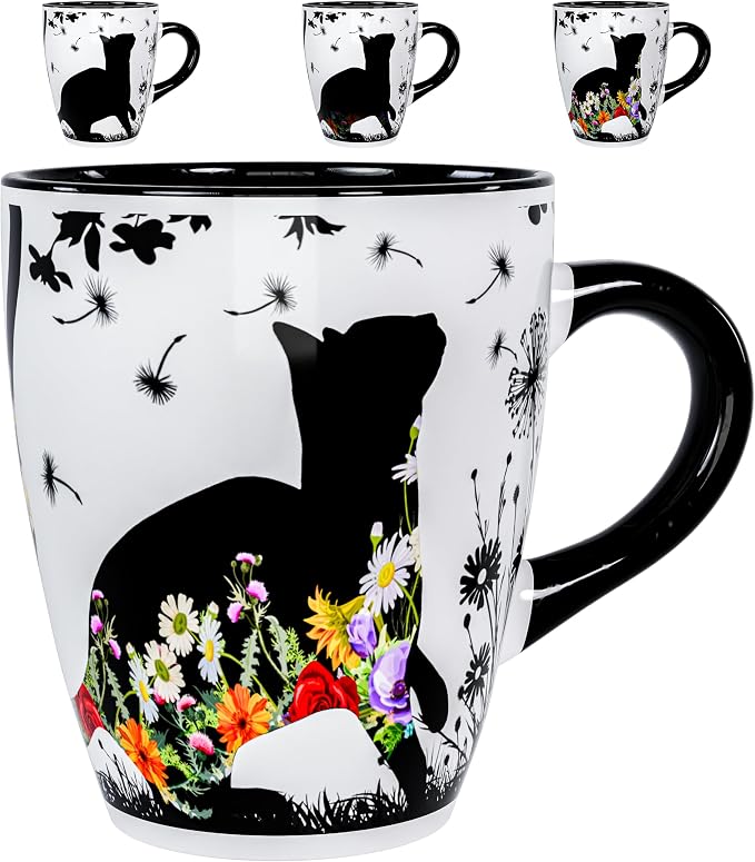 Color Changing Cat Mug for Cat Lovers 12oz | Ceramic Heat Sensitive Coffee Cup for Hot Drinks or Tea | Cute Magic Mug Gift for Women, Mom, Grandma | Perfect Christmas or Holiday Gift for Cat Lovers by Dream8Design