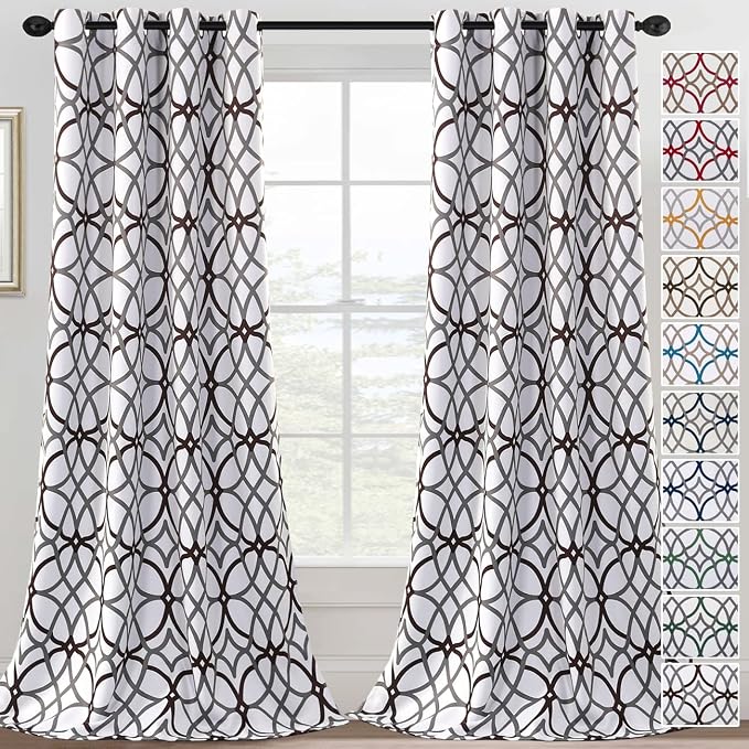 H.VERSAILTEX Blackout Curtains 96 inch Length 2 Panels Set Thermal Curtains & Drapes Window Treatment Noise Reducing Geometric Modern Grommet Living Room Curtains for Bedroom - Brown and Gray by HVERSAILTEX