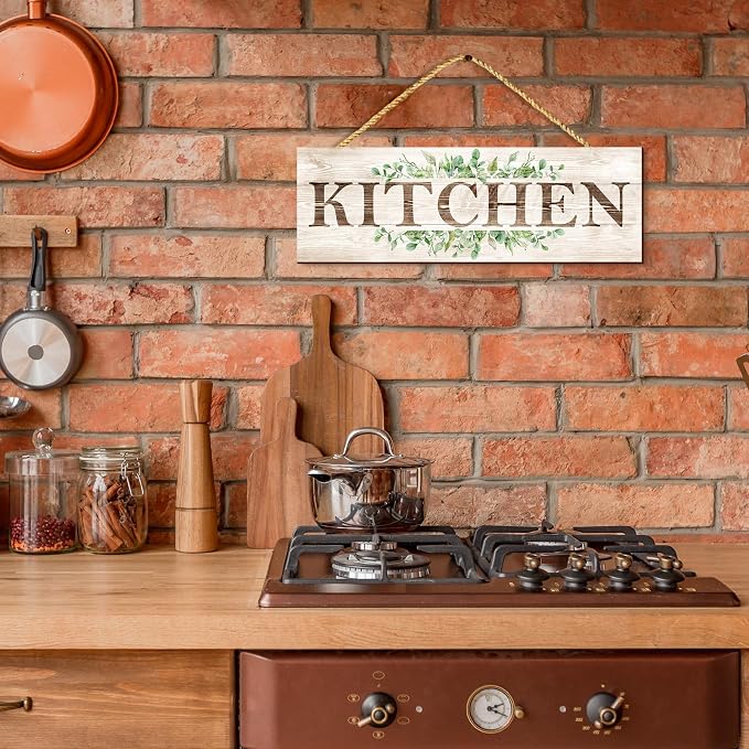 Wooden Sign Wall Decor 4 Piece, Rustic Wall Art, Farmhouse Wall Hanging Plaques for Bathroom Kitchen Laundry Pantry (4.7x13.7 inches) - Image 2