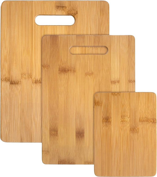 Totally Bamboo Cutting Board Set, 3 Reversible Cutting Boards for Kitchen | Small, medium & large bamboo boards for everyday meal prep. Smooth, knife-friendly surface for meat, produce, cheese & bread. by TotallyBamboo
