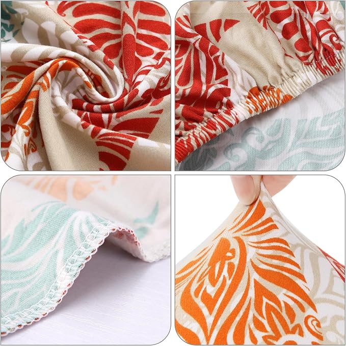 Fuloon Chair Covers for Dining Room 6 Pack, Printed Stretch Dining Slipcovers, Washable Kitchen Slip Covers for Parson Chair, Color Leaves Printed, Set of 6 - Image 7