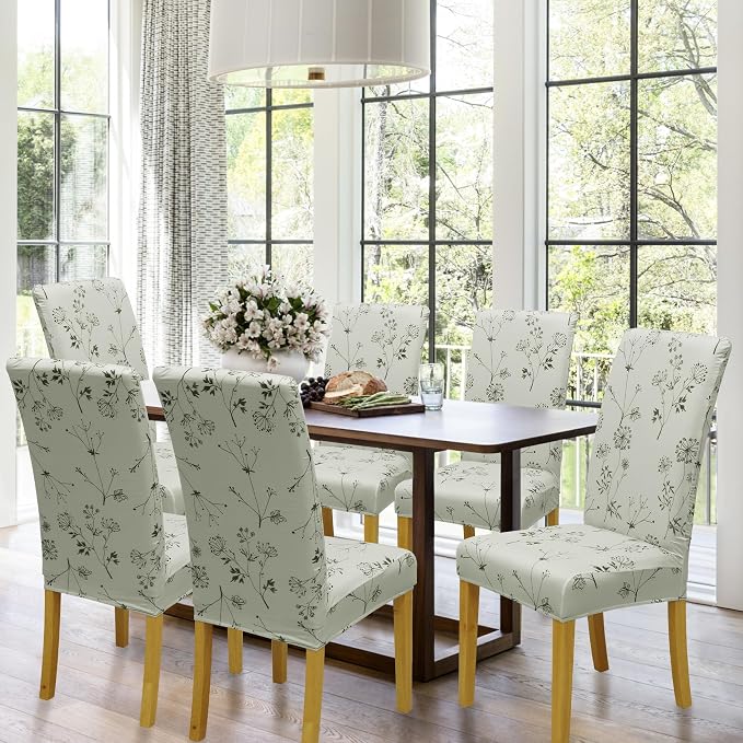Dining Chair Covers, Stretch Seat Covers, Washable Furniture Protector | 6 Pack, Washable, Stretch Fit, Soft, Non Slip, Dining Chair Covers, Seat Protector, Furniture Protector - Image 2