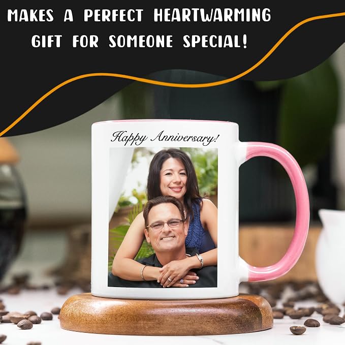 Personalized Coffee Mug, Custom Picture Text or Logo Ceramic Mug, Customized Gift for Men & Women, Taza Personalizada with Photo and Words, Customizable 11 Oz Tea Cup | White - Pink - Image 5