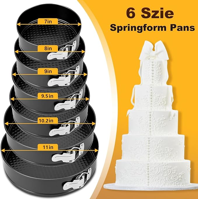 Springform Cake Pan, Cake Pan with 6 Different Size (7,8,9,9.5,10.2,11inch), Cake Molds for Baking with Removable Bottom, Non-Stick Bakeware for Effortless Baking and Easy Release - Image 3