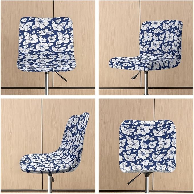 Tropical Flower 2 Pack Bar Stool Chair Covers Short Back Dining Chair Slipcovers Elastic Swivel Barstool Covers Kitchen Dining Room Chair Covers - Image 6