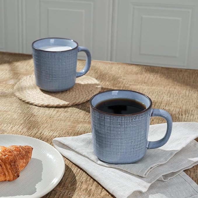 famiware Moonlight Coffee Mug Set of 4, 14oz Mug Set with Linen Finish, Coffee Cup Set with Handle for Latte, Cappuccino, Tea, Hot Cocoa, Microwave and Dishwasher Safe, Blue - Image 4