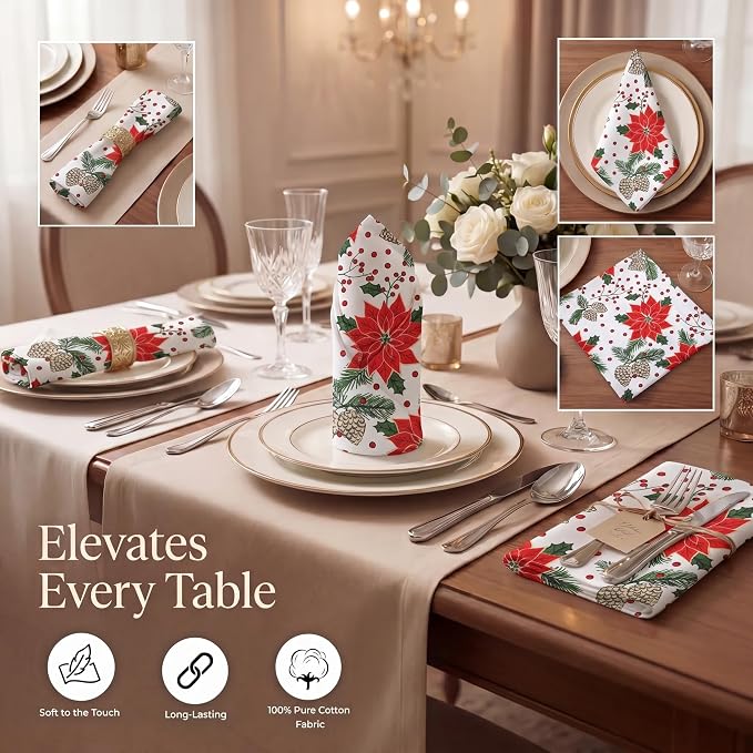 Urban Villa Cloth Napkins Cotton 20x20 (Set of 12) Pinecone - Image 2
