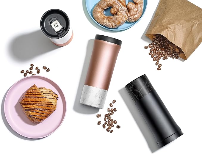 Ello Miri 16oz Insulated Stainless Steel Travel Mug with Slider Lid, Black Marble - Image 7