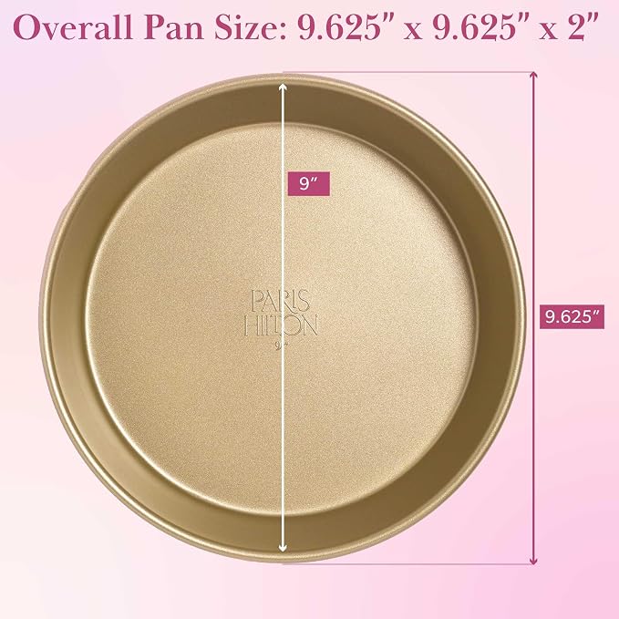 Paris Hilton Nonstick Carbon Steel Bakeware Collection, 9-Inch Round Cake Pan, Dishwasher Safe, Made without PFOA and PFAS, Pink Champagne Two-Tone - Image 5