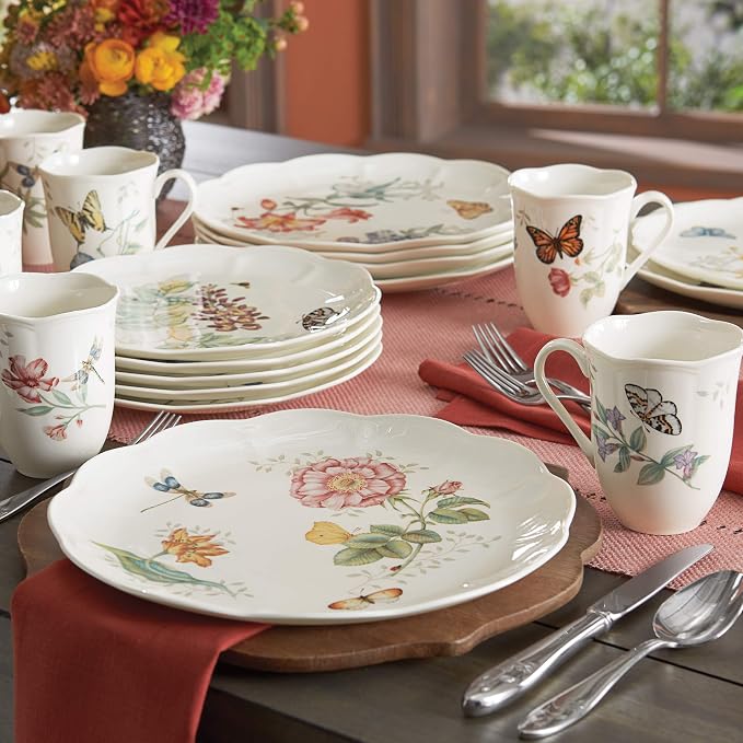 Lenox Dinnerware Set, Butterfly Meadow 18-Piece Set, Service For 6, White Porcelain, Butterfly And Flower Designs, Plates And Bowls Sets, Dishwasher Safe, Home & Kitchen (Assorted, 18 Pieces) - Image 29