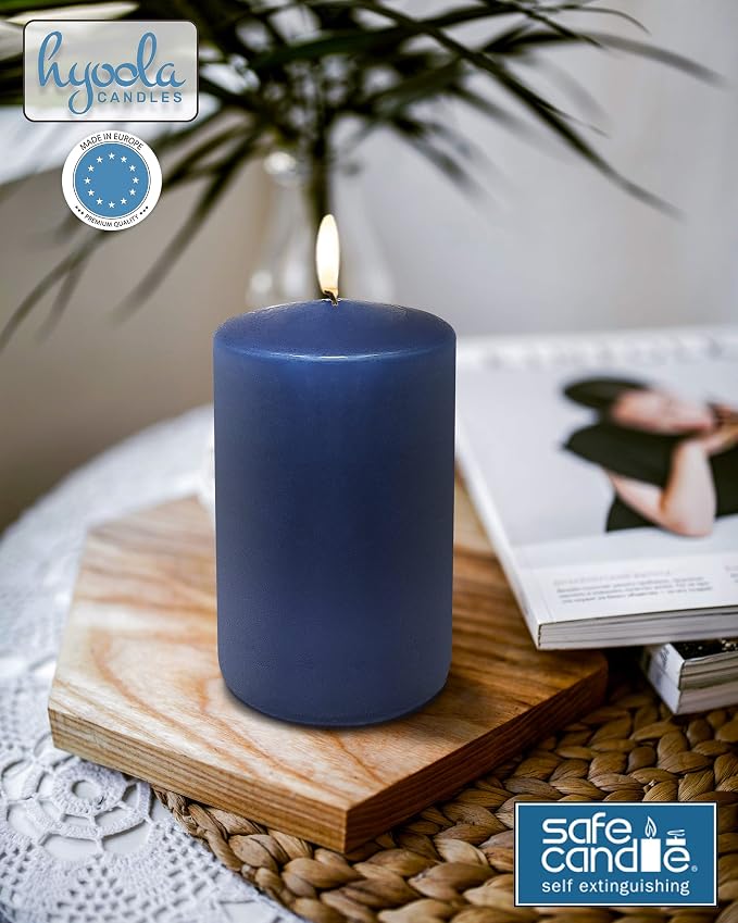 Hyoola Midnight Blue Pillar Candles 2x4 Inch - 4 Pack Unscented Pillar Candles - European Made - Image 7