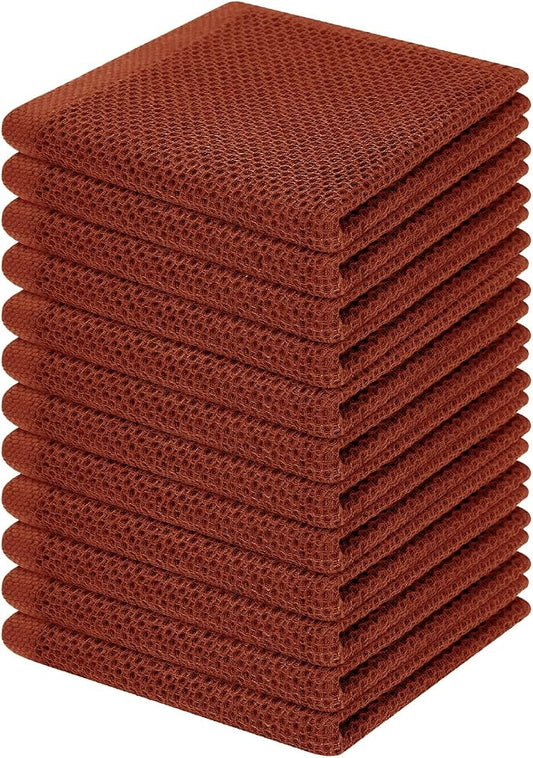 Homaxy 100% Cotton Waffle Weave Kitchen Dish Cloths 12-Pack, Rust | 12 x 12 Inches, Ultra Soft Absorbent Dish Towels, Quick Drying Dish Rags with Hanging Loop by Homaxy