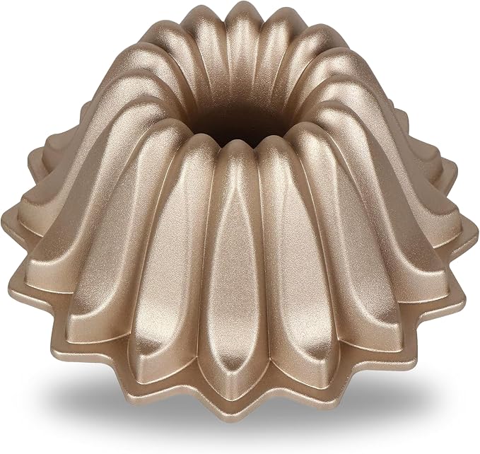 Baker's Secret for Fluted Cake Pan, Fluted Cake Pans, Die Cast Aluminum Cake Pans, 2 Layers Non-stick Coating, Novelty Cake Pan, 7.2 Cups Capacity - The Cast Aluminum Collection (Spring Water) by BakersSecret