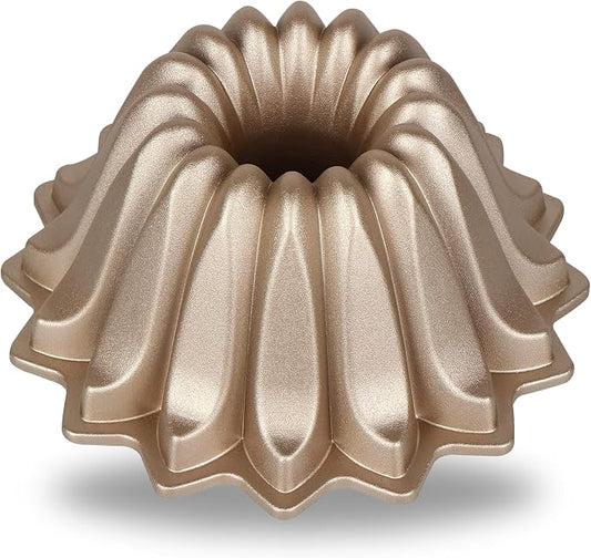 Baker's Secret for Fluted Cake Pan, Fluted Cake Pans, Die Cast Aluminum Cake Pans, 2 Layers Non-stick Coating, Novelty Cake Pan, 7.2 Cups Capacity - The Cast Aluminum Collection (Spring Water) by BakersSecret