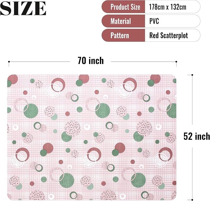 FIFTY FEET 70 * 52 Inch Rectangle Tablecloth, Vinyl Tablecloth with Flannel Backing for Rectangle Tables, Spill Proof Plastic Picnic Table Cover for Dining/Camping/Indoor/Outdoor(Pink Plaid) - Image 5