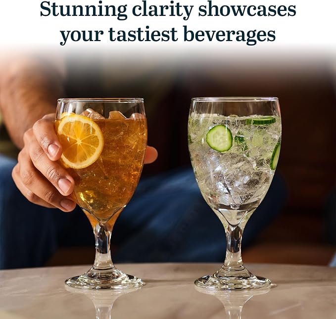 Libbey Classic Glass Goblets Set of 12, Stemmed Water & Tea Glasses | 16.25 oz Capacity for Iced Tea, Lemonade, Sangria, and More with Stemmed Design and Dishwasher-Safe Cleanup - Image 5