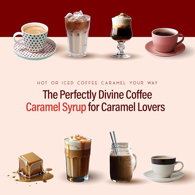 RIO Caramel Syrup for Coffee, Perfect for Hot or Iced Drinks, Rich, Sweet & Buttery Caramel Coffee Flavoring for Lattes, Macchiatos & Desserts, Barista-Grade Syrups for Home & Work - 700ml