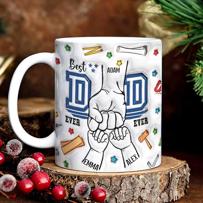 LOVELYPOD Custom Best Dad Ever Mug with Kids Names, Father's Day Mug, Personalzied Dad Gifts from Daughter Son, Custom Papa Coffee Mugs - Image 5