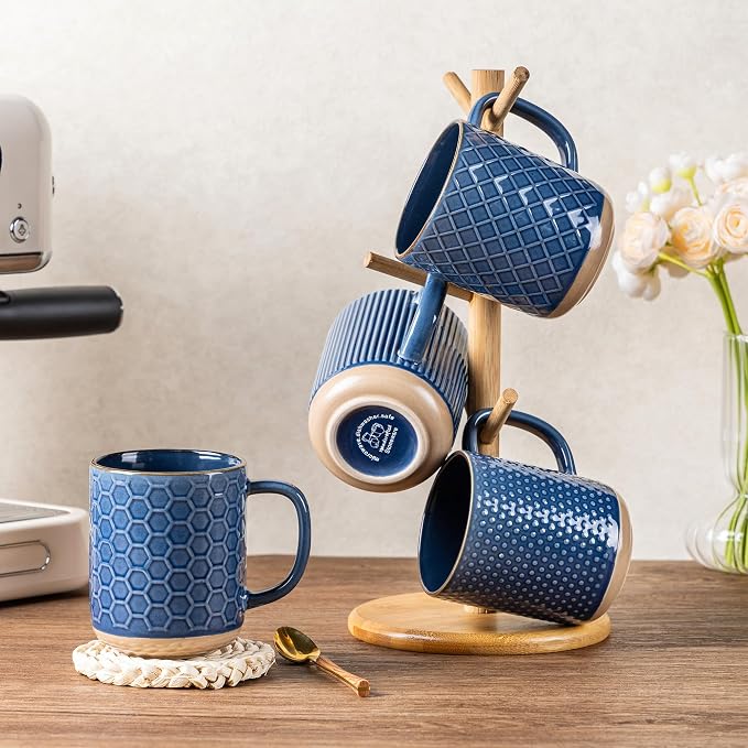 GBhome Large Coffee Mugs Set of 6, 16oz Handmade Stoneware Coffee Mugs Set with Large Handle for Cappuccino/Latte/Tea/Hot Cocoa, Dishwasher & Microwave Safe, Moonlight Blue - Image 7