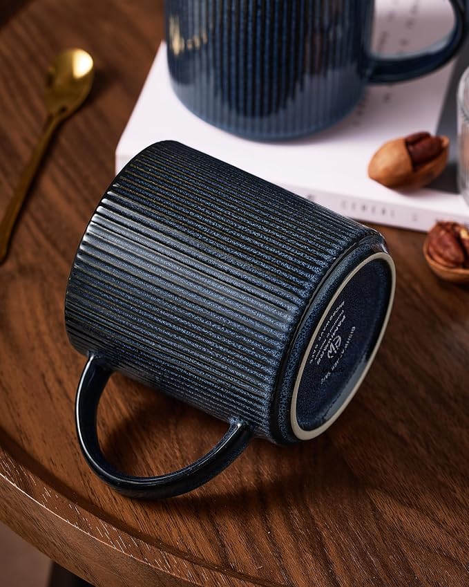 famiware Coffee Mug Set for 4, Star 16 oz Catering Mugs Cup Set with Handle for Coffee, Tea, Cocoa, Milk - Ceramic Stoneware Drinkware Set, Nebulas Blue - Image 6
