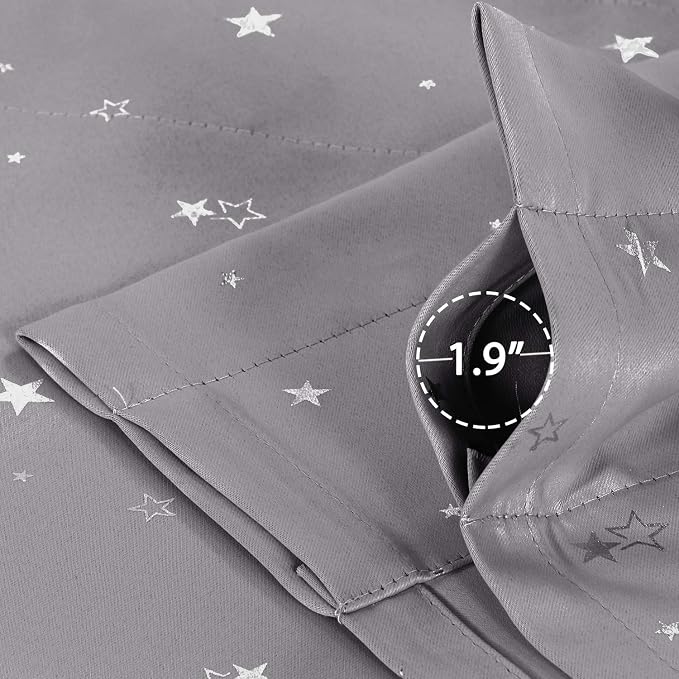 H.VERSAILTEX Blackout Curtain Valances for Kitchen Window/Living Room/Bathroom Privacy Added Rod Pocket Home Decoration Winow Valance, 52" W x 18" L, Glitter Stars in Gray Base (Pack of 4) - Image 5