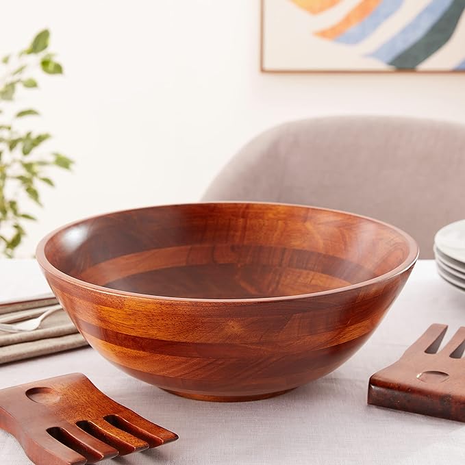 Lipper International Cherry Wood Salad Bowl Set