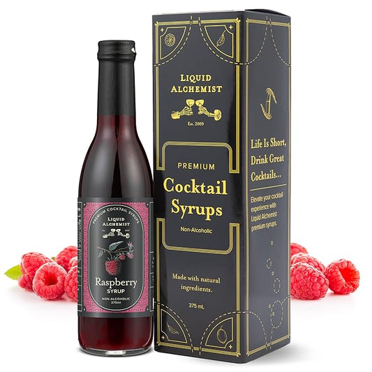 Liquid Alchemist Raspberry Syrup for Drinks - Real Ingredients Make the Perfect Summer Cocktail or Margarita Mix - Our Raspberry Cocktail Syrup is Non-GMO & Vegan (12.7 oz)