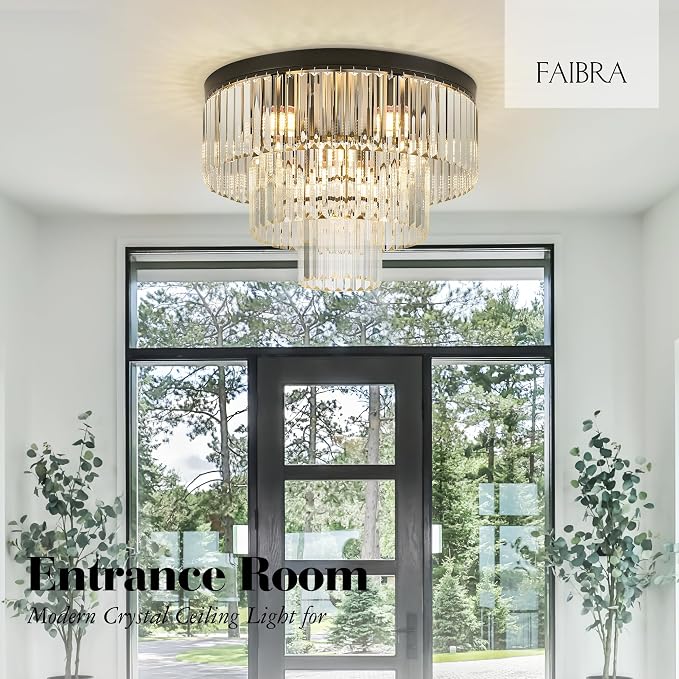 21.65" Black Crystal Ceiling Light 10-Light Modern Crystal Ceiling Light Fixture 3-Tier Luxury K9 Crystal Ceiling Light,for Dining Room Kitchen Island Living Room Bedroom - Image 5