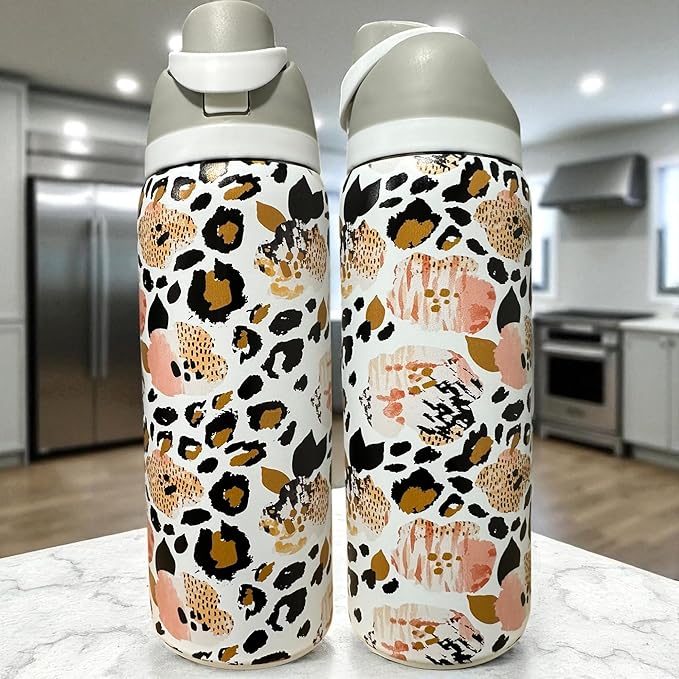 Tumbler, 40oz Tumbler, Western Tumbler, Engraved Cup with Handle, Cute Coffee Mug, 40oz Coffee Mug (32OZ White-Gold/pink Cheetah(TPB22))
