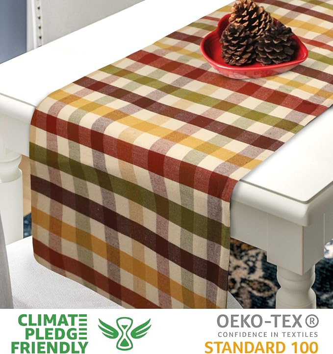 Urban Villa Table Runner Cotton Heavier Quality 14x72 Harvest Checks - Image 2