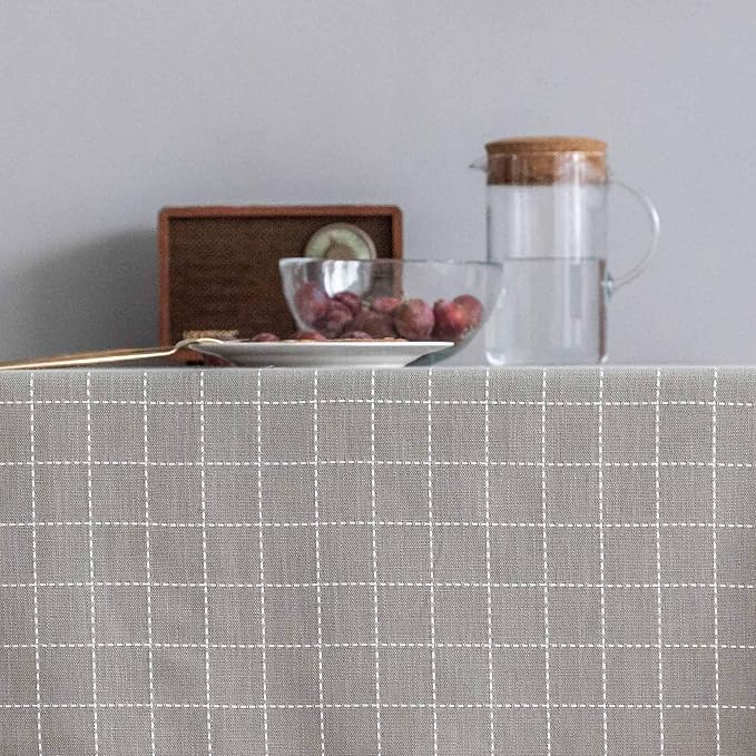 Home Brilliant Buffalo Check Tablecloth Square Plaid Table Cloth (52 x 52 Inch) for Dining Table Textured Table Cover for Kitchen Party, Grey, 52x52 Inch - Image 6