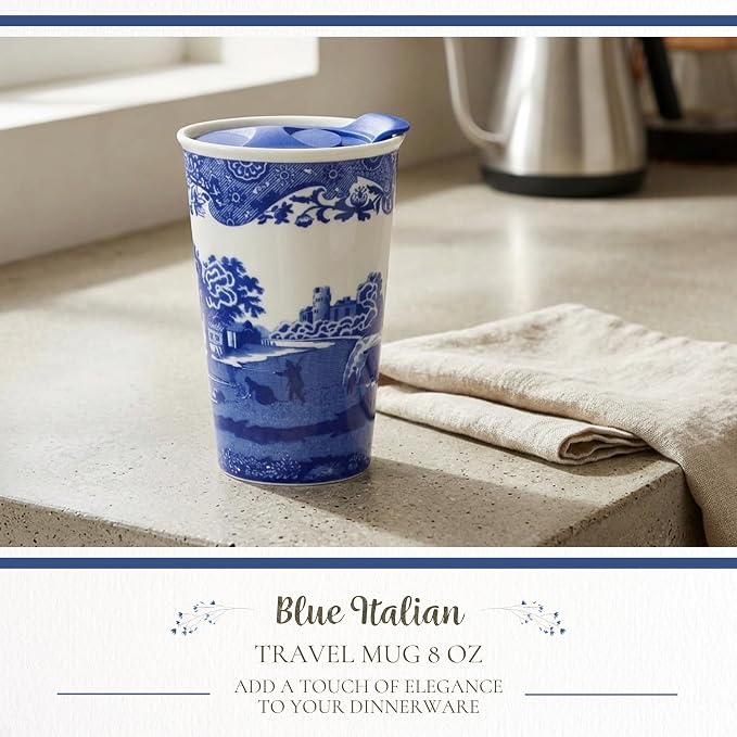 Spode Blue Italian 8oz Travel Mug - Image 3