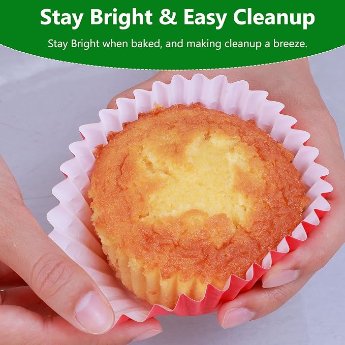 Caperci Heavy Duty Multicolor Jumbo Cupcake Muffin Liners for Baking - 100pcs Extra Large Grease-Resistant Paper Baking Cups, No Muffin Pan Needed, Odorless, Easily Peels (Bright Assorted Colors) - Image 2