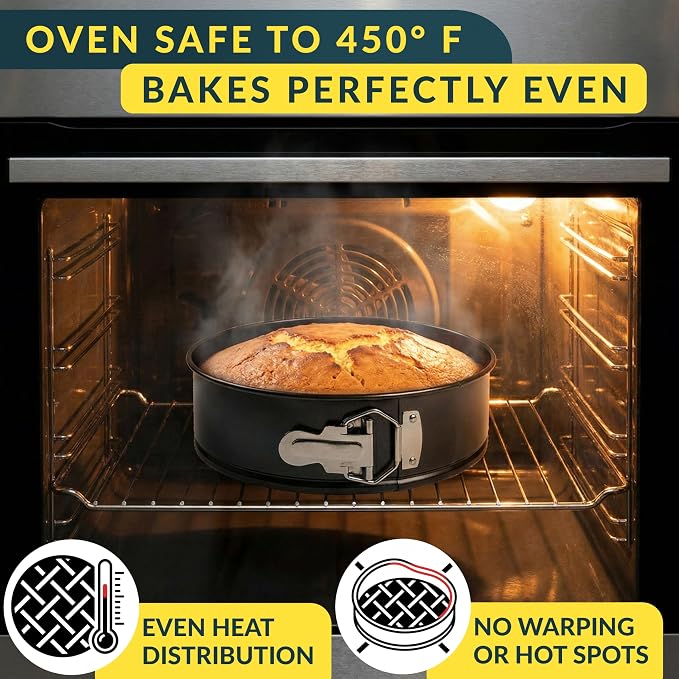 Springform Pan Set of 4, Nonstick Cheesecake Pans 4/7/9/10" Carbon Steel | Leakproof cake molds with removable bottom & secure latch; even-heat design for layered desserts - Image 6