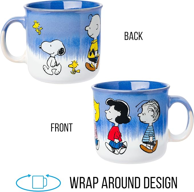 Silver Buffalo Peanuts Charlie Brown, Reactive Glaze Camper Mug, 20oz | Ceramic, Lucy, Sally, Woodstock and Linus, 0.59 Liters - Image 5