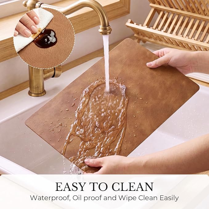 MOSAYT Vinyl Placemats Set of 4-12 X 17 Inch - Faux Leather 100% Waterproof Oil-Proof Wipeable PU Place Mats, Heat Resistant Reversible Table Mats for Kitchen, Dining, Outdoor, Multicolor - Image 5