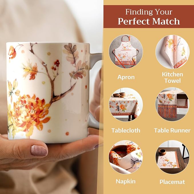 Maison d' Hermine Coffee Mug with Handles Tea Cups (12 Ounce, Pack of 2) | Fine Bone China Coffee Mugs for Hot Beverages Cappuccino Latte Home Restaurant Hotel Spring Summer -Kelim - Prairie - Image 6