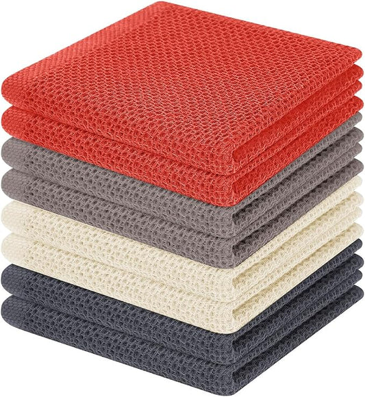 Homaxy 100% Cotton Waffle Weave Kitchen Dish Cloths 8-Pack, Multicolor | 12 x 12 Inches, Ultra Soft Absorbent Dish Towels, Quick Drying Dish Rags with Hanging Loop by Homaxy