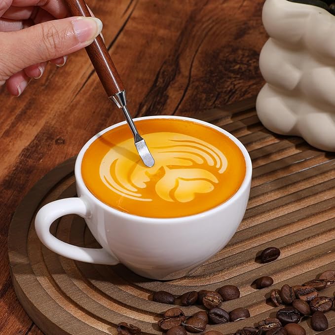 2Pcs Latte Art Pen Set, Coffee Drawing Tool, Stainless Steel Pen for Coffee, Dual-Ended Latte Art Tool, Barista Tools, Suitable for Coffee Drawing Making Enthusiasts