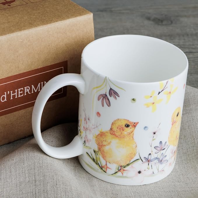 Maison d' Hermine Coffee Mug with Handles Tea Cups (15 Ounce, Pack of 1) | Fine Bone China Coffee Mugs for Hot Beverages Cappuccino Latte Home Restaurant Hotel Spring Summer -Easter Zest - Chicks - Image 8