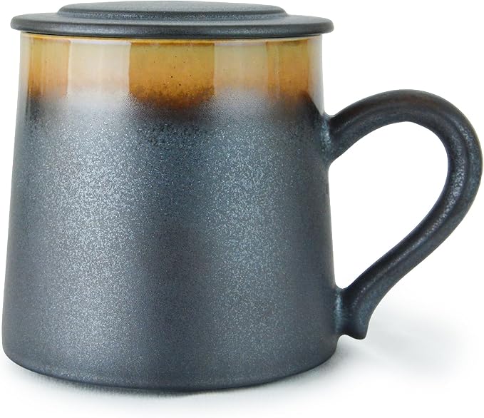 Handmade Ceramic Coffee Mugs, 11.2 OZ Colored Glaze Coffee Cups with Lids, Thanksgiving Gift, Birthday Gift Women, Mom, Dad, Friend, Sister, Brother, Dishwasher and Microwave Cups